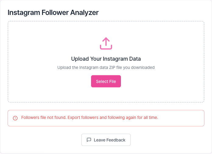 Error message saying the followers file was not found